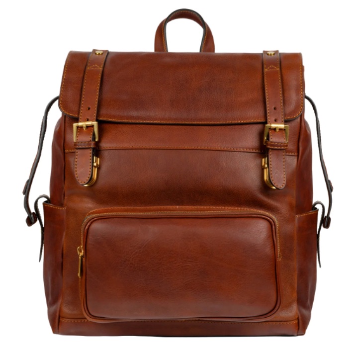 Brown leather backpack