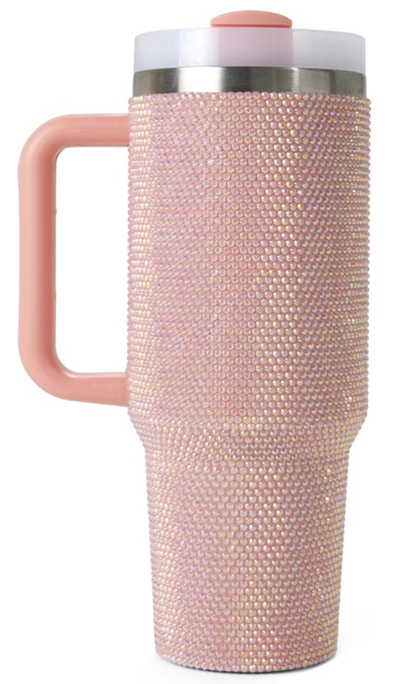 Pink rhinestone tumbler